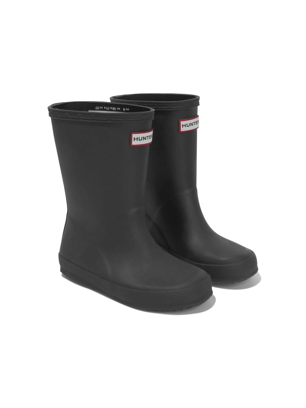 Stivali da pioggia per bambini Hunter Kids neri con logo applicato sul davanti HFRK0032252 BLK HUNTER KIDS 