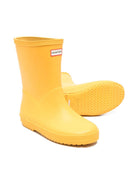 Stivali da pioggia per bambini Hunter Kids gialli con logo applicato sul davanti HFRK0032252 RYL HUNTER KIDS 