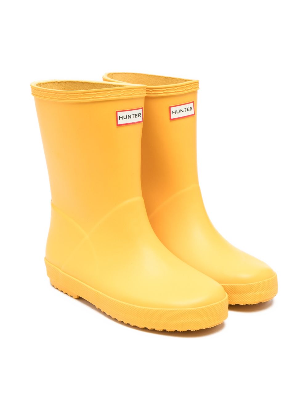 Stivali da pioggia per bambini Hunter Kids gialli con logo applicato sul davanti HFRK0032252 RYL HUNTER KIDS 