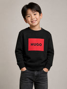 Felpa per bambino Hugo Kids nera con dettaglio logo G01184 09B Hugo KIDS 