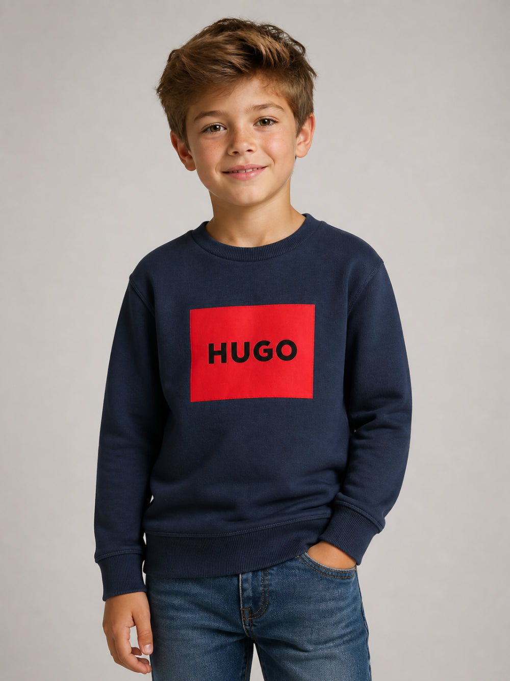Felpa per bambino Hugo Kids blu con stampa logo G01184 85C Hugo KIDS 