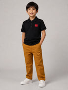 T-shirt per bambino Hugo Kids nera con colletto stile polo G01186 09B Hugo KIDS 