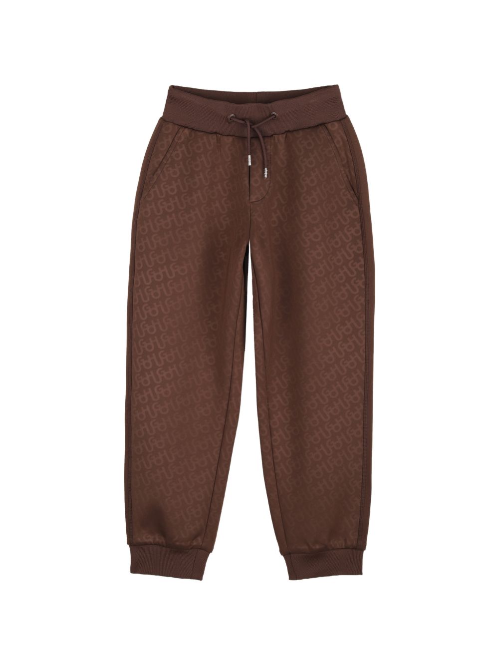 Pantaloni sportivi per bambino Hugo Kids marroni con motivo monogramma all-over G01210 33G Hugo KIDS 