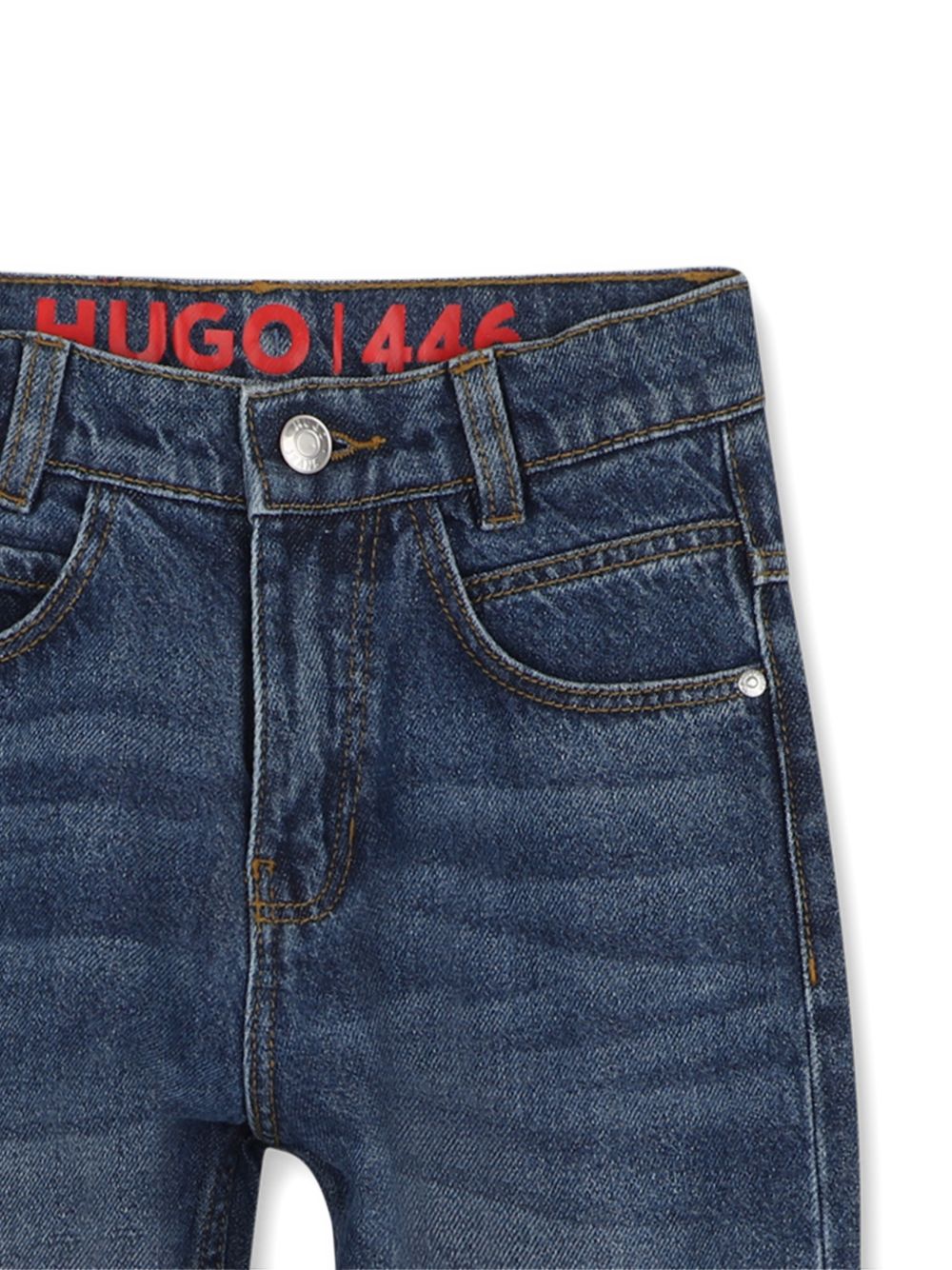 Jeans per bambino Hugo Kids blu con applicazione posteriore con logo G01213 Z25 Hugo KIDS 