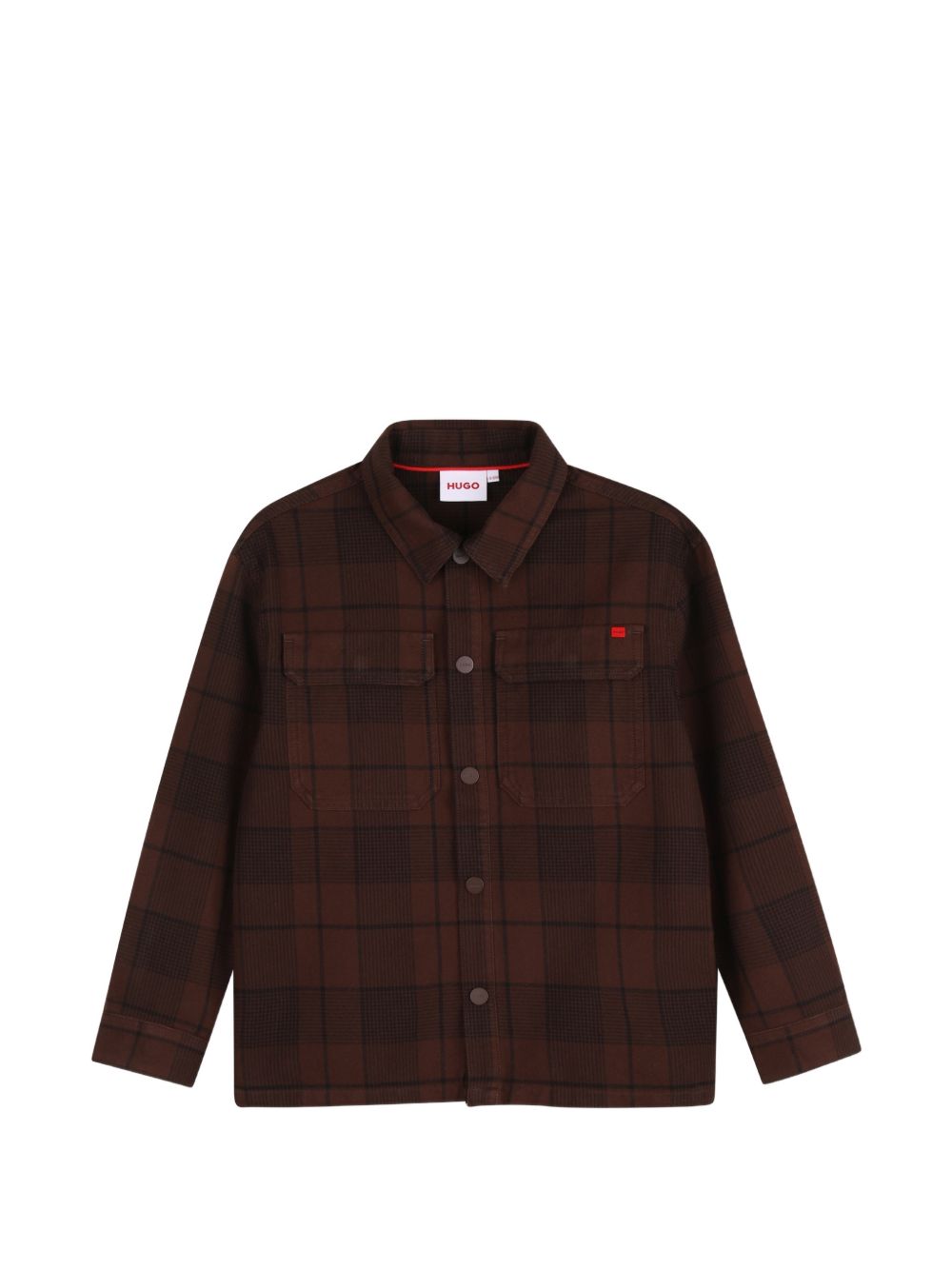 Camicia per bambino Hugo Kids marrone con design a quadri G01226 33G Hugo KIDS 