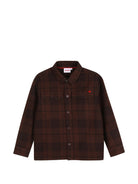 Camicia per bambino Hugo Kids marrone con design a quadri G01226 33G Hugo KIDS 
