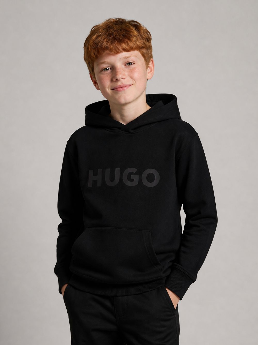 Felpa per bambino Hugo Kids nera con logo sul davanti G01231 09B Hugo KIDS 