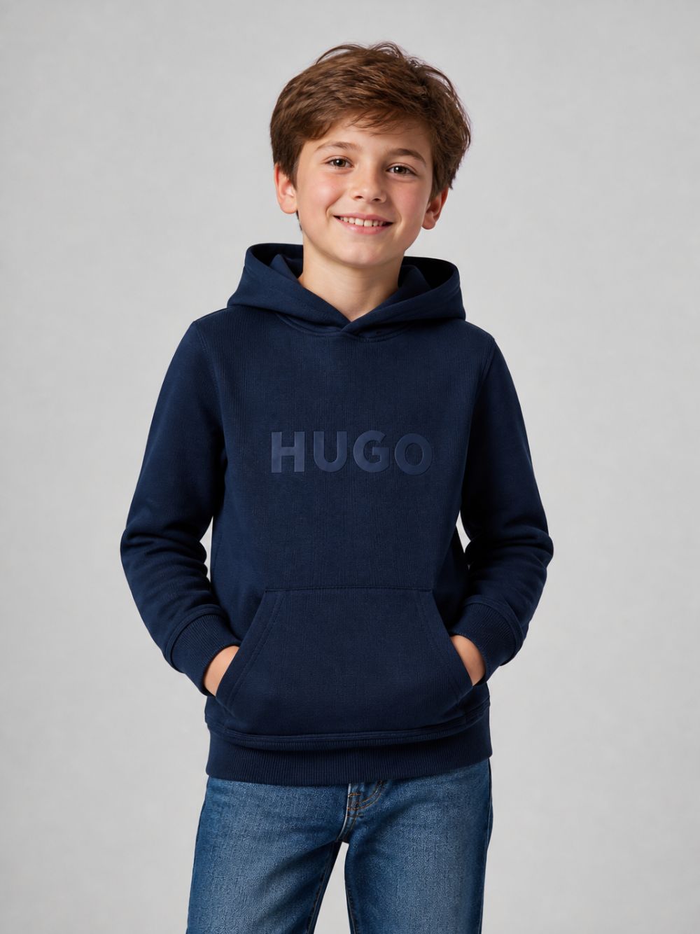 Felpa per bambino Hugo Kids blu con logo sul davanti G01231 85C Hugo KIDS 