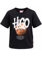 T-shirt per bambino Hugo Kids nera con stampa grafica G01245 09B Hugo KIDS 