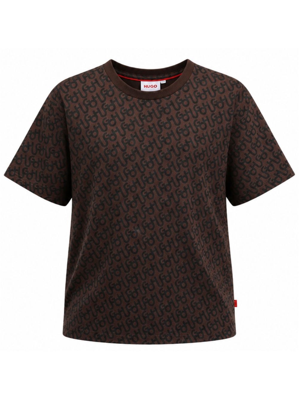 T-shirt per bambino Hugo Kids marrone con stampa monogramma all-over G01249 33G Hugo KIDS 