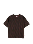 T-shirt per bambino Hugo Kids marrone con stampa monogramma all-over G01249 33G Hugo KIDS 