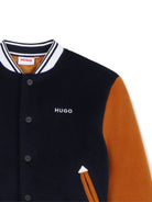 Giubbino per bambino Hugo Kids blu con logo ricamato sul davanti G01252 85C Hugo KIDS 