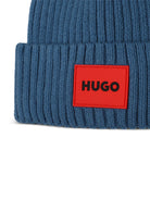 Berretto per bambino Hugo Kids blu a coste con applicazione G01314 836 Hugo KIDS 