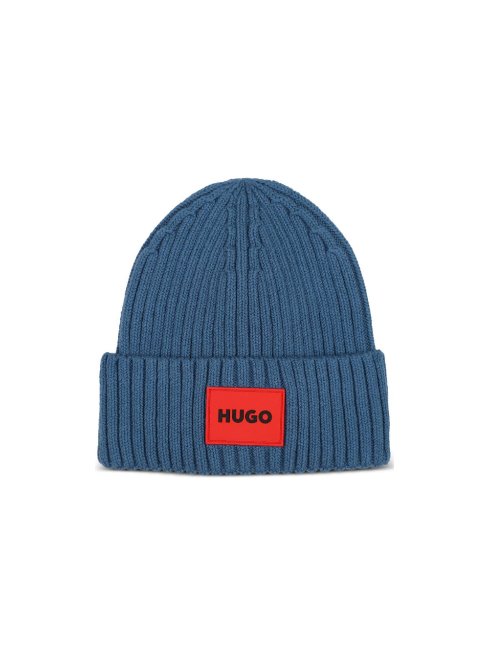 Berretto per bambino Hugo Kids blu a coste con applicazione G01314 836 Hugo KIDS 