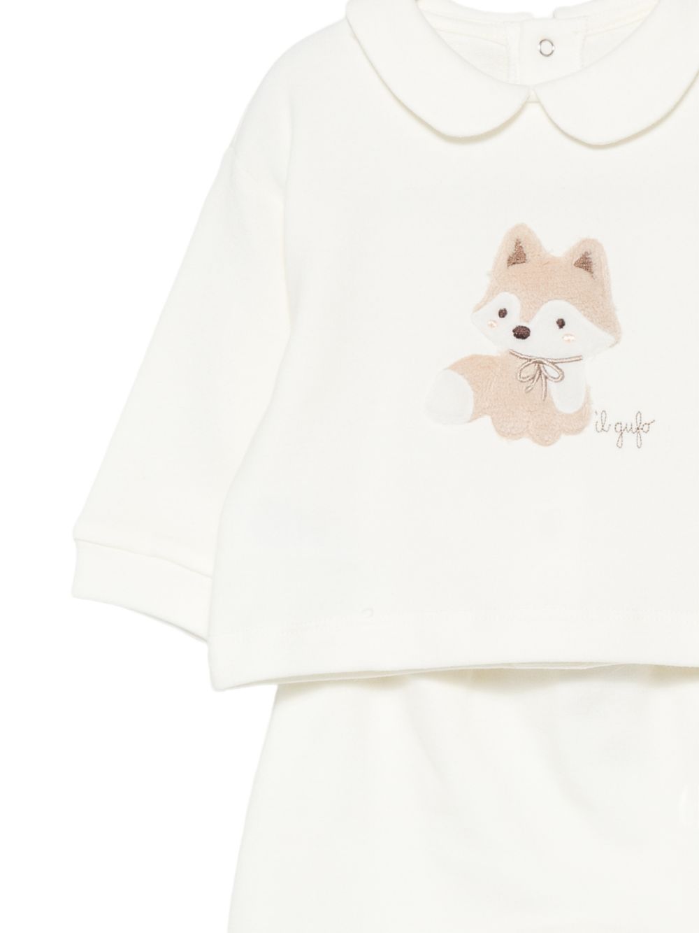 Set maglione e pantaloni per neonati Il Gufo Kids bianco con toppa a forma di volpe con toppa a forma di volpe A26GDF0036M0100 100 IL GUFO KIDS 