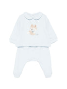 Pigiama per neonato Il Gufo Kids azzurro con colletto Peter Pan e toppa a volpe A26GDF0036M0100 404 IL GUFO KIDS 
