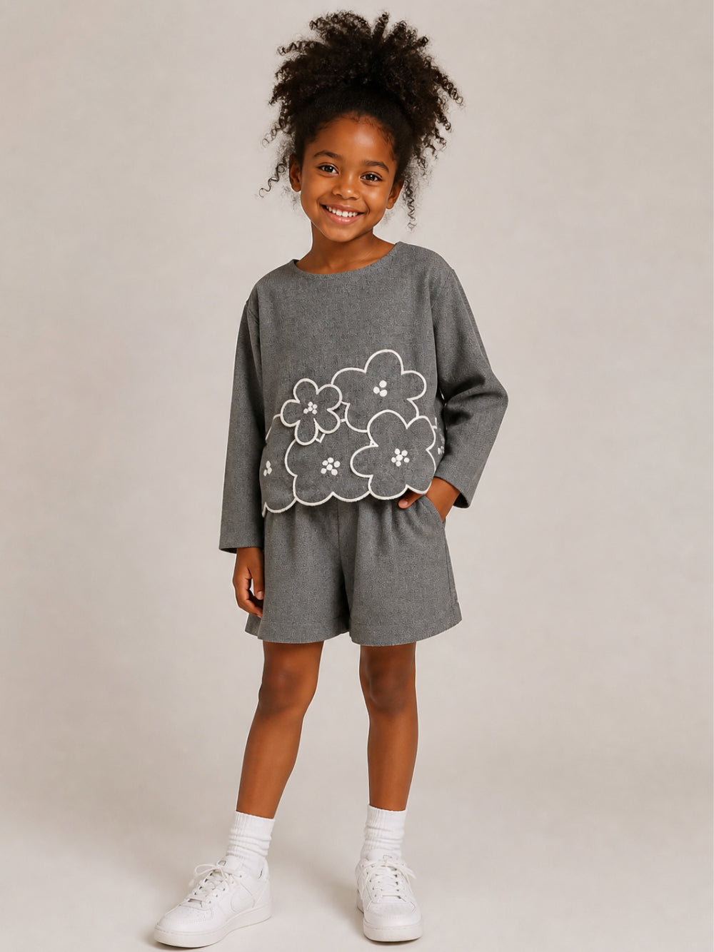 Completo per bambina Il Gufo grigio con motivo floreale A26GDP0014W0003 0710 IL GUFO KIDS 