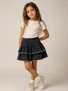 Gonna midi per bambina Il Gufo Kids nera con ruches A26GGN0016J0026 099 IL GUFO KIDS 