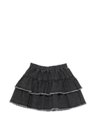 Gonna midi per bambina Il Gufo Kids nera con ruches A26GGN0016J0026 099 IL GUFO KIDS 