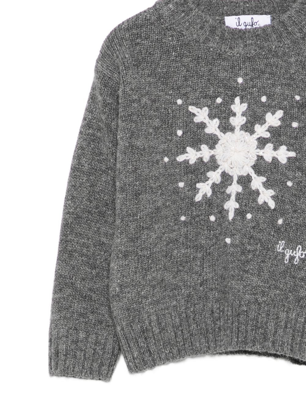 Maglione per neonata Il Gufo Kids grigio con ricamo fiocco di neve A26GMA0006EM220 085 IL GUFO KIDS 