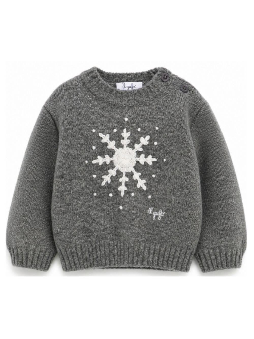 Maglione per neonata Il Gufo Kids grigio con ricamo fiocco di neve A26GMA0006EM220 085 IL GUFO KIDS 