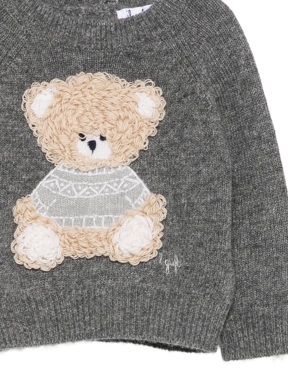 Maglione per neonato Il Gufo Kids grigio con ricamo orsetto A26GMA0024EM220 0807 IL GUFO KIDS 