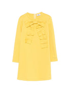 Abito per bambina Il Gufo Kids giallo con volant e dettaglio fiocco A26GVL0029M0041 223 IL GUFO KIDS 