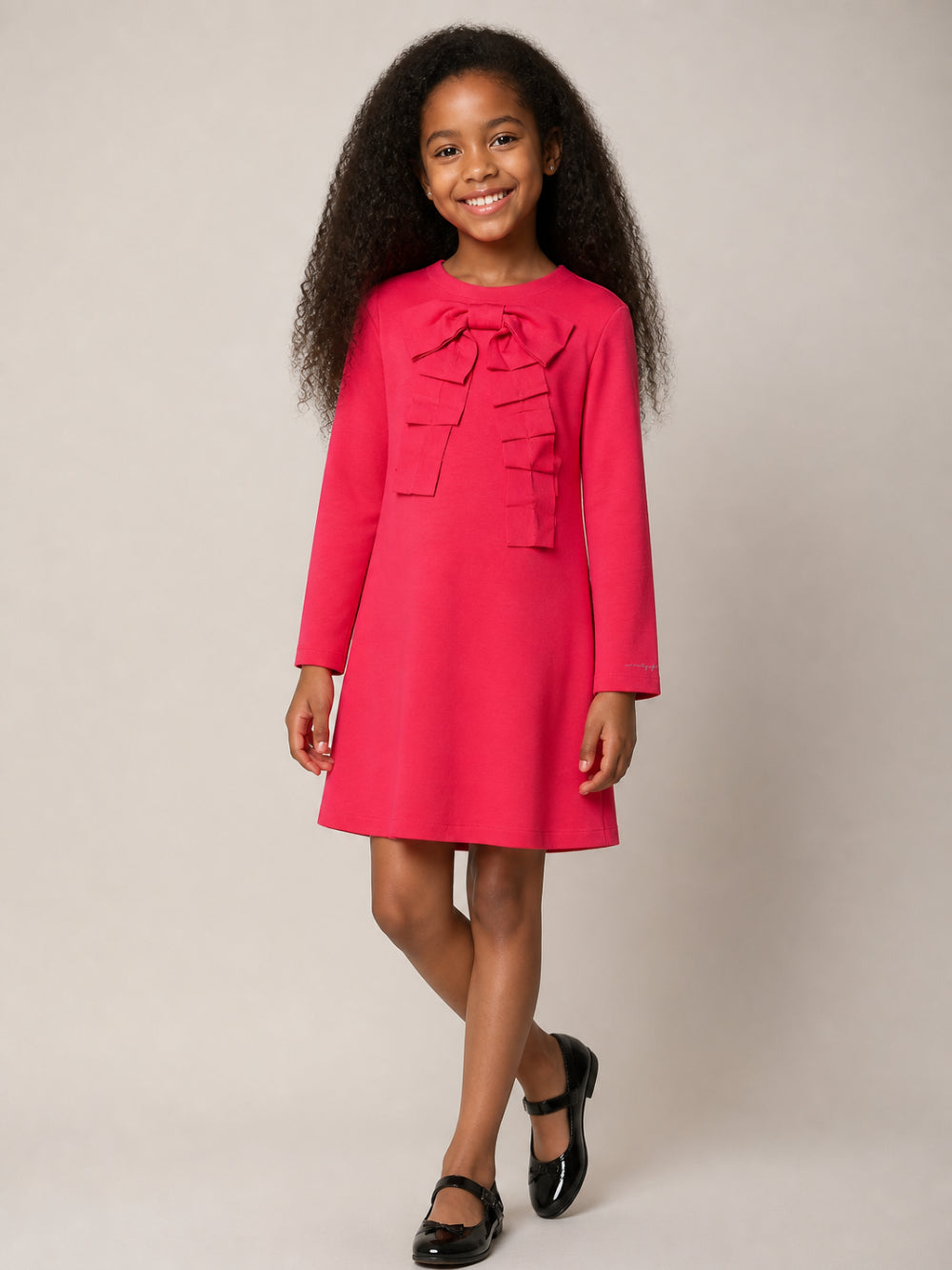Abito per bambina Il Gufo Kids fucsia con volant e dettaglio fiocco A26GVL0029M0041 368 IL GUFO KIDS 