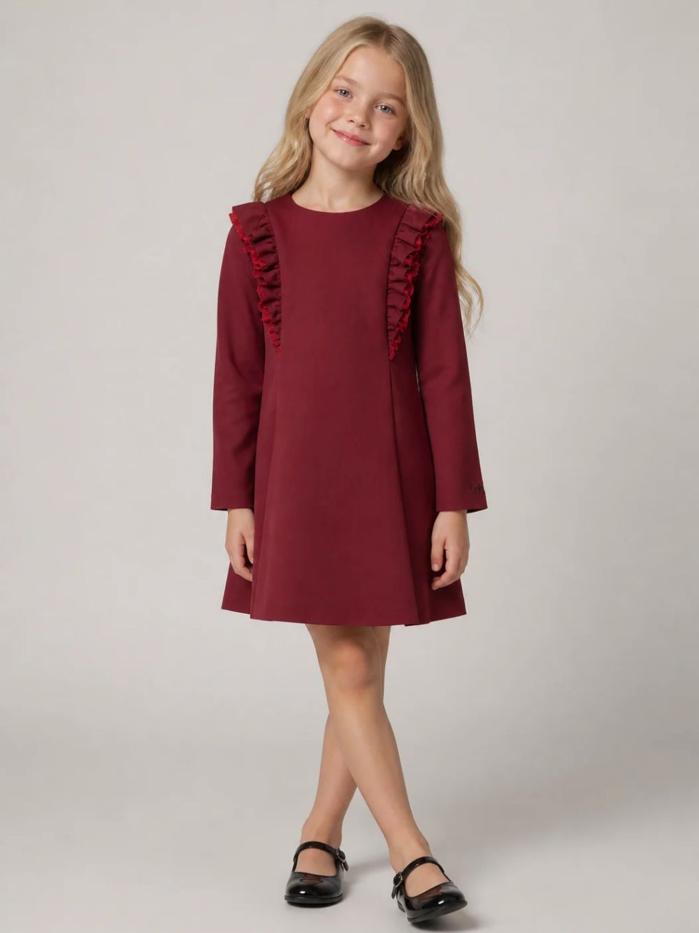 Abito per bambina Il Gufo Kids rosso con dettagli glitter A26GVL0031N0057 397 IL GUFO KIDS 