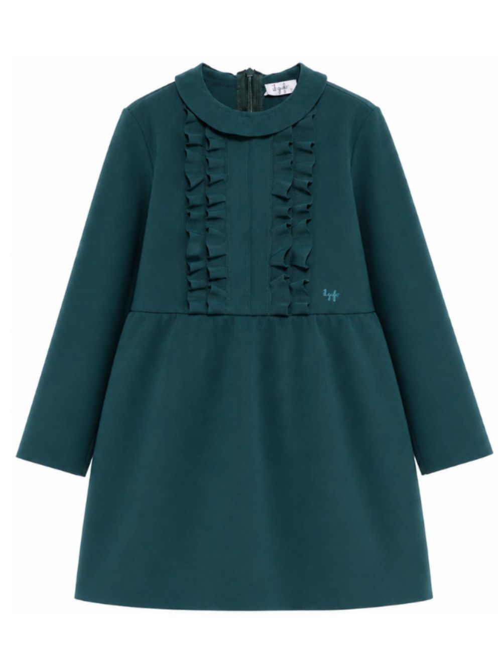Abito per bambina Il Gufo Kids verde con bordo increspato A26GVL0033N0057 558 IL GUFO KIDS 