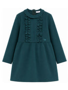 Abito per bambina Il Gufo Kids verde con bordo increspato A26GVL0033N0057 558 IL GUFO KIDS 