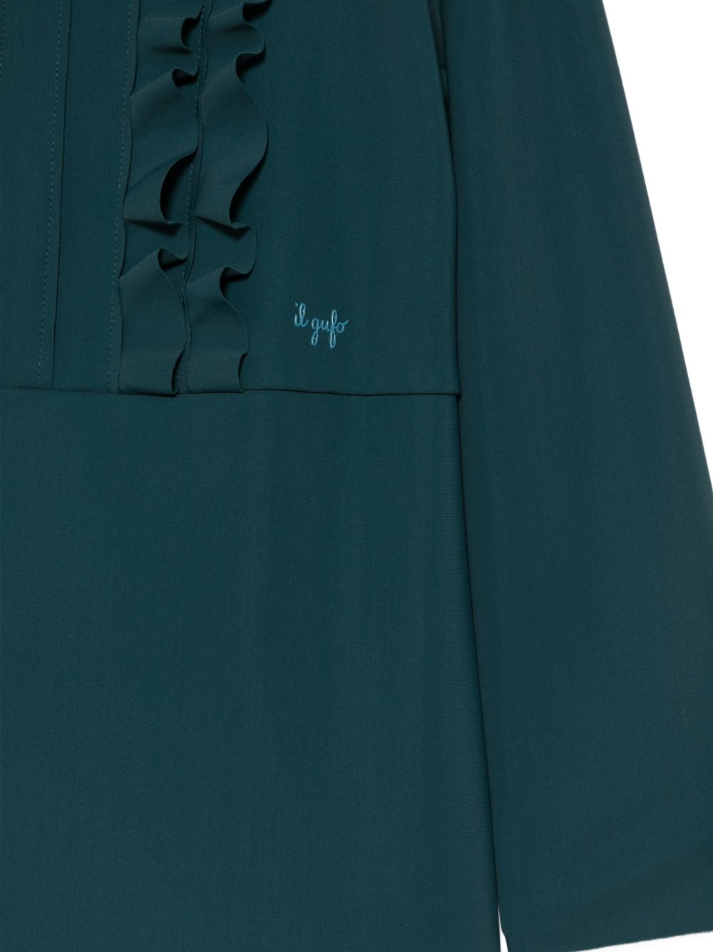 Abito per bambina Il Gufo Kids verde con bordo increspato A26GVL0033N0057 558 IL GUFO KIDS 