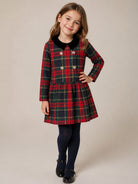 Abito per bambina Il Gufo Kids rosso con motivo tartan all-over A26GVL0040W3068 377 IL GUFO KIDS 