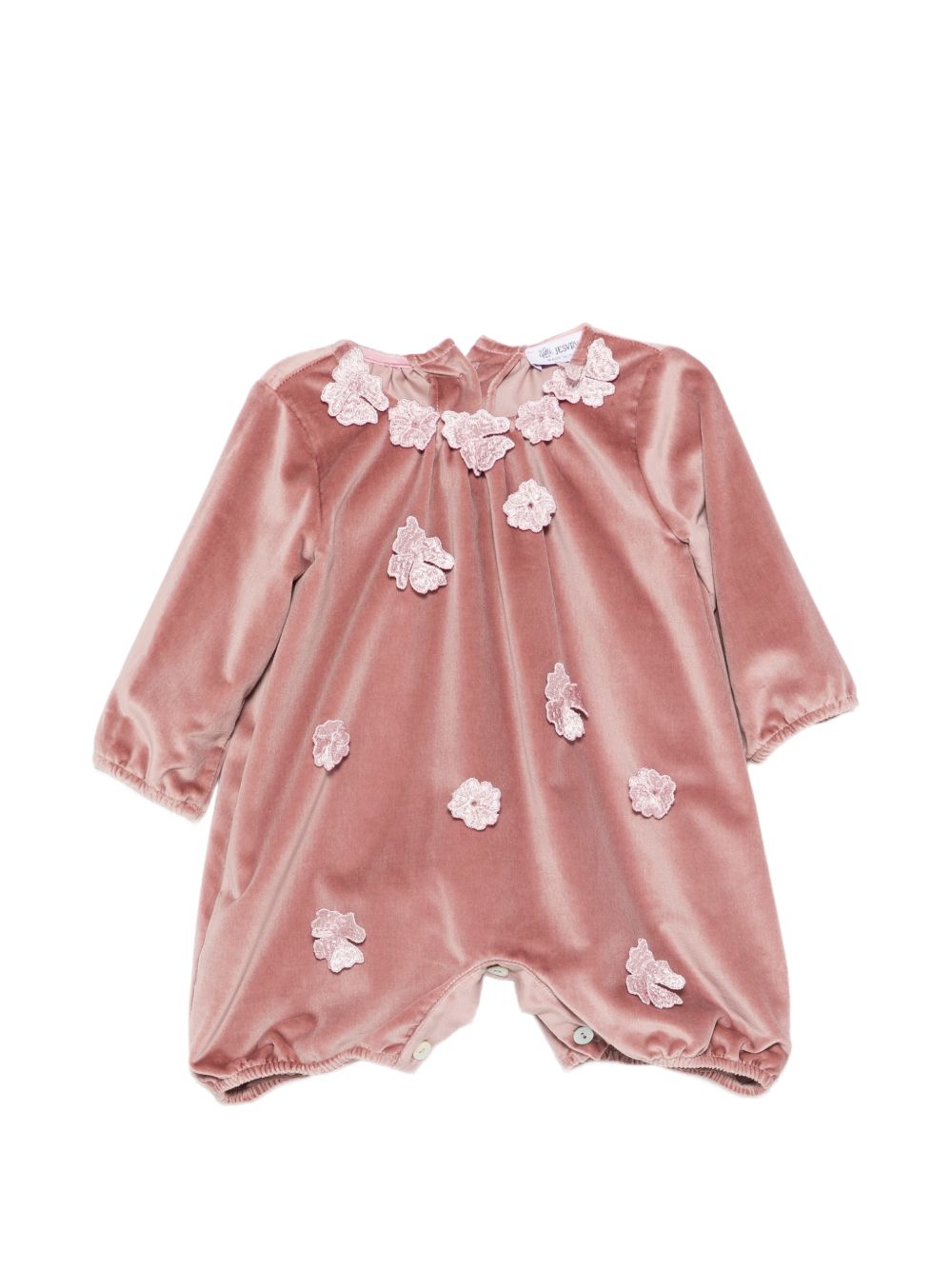 Pagliaccetto per neonata Jesurum Kids rosa in velluto applicata a fiori PICCOLA BEATRICE VAR.05 JESURUM KIDS 