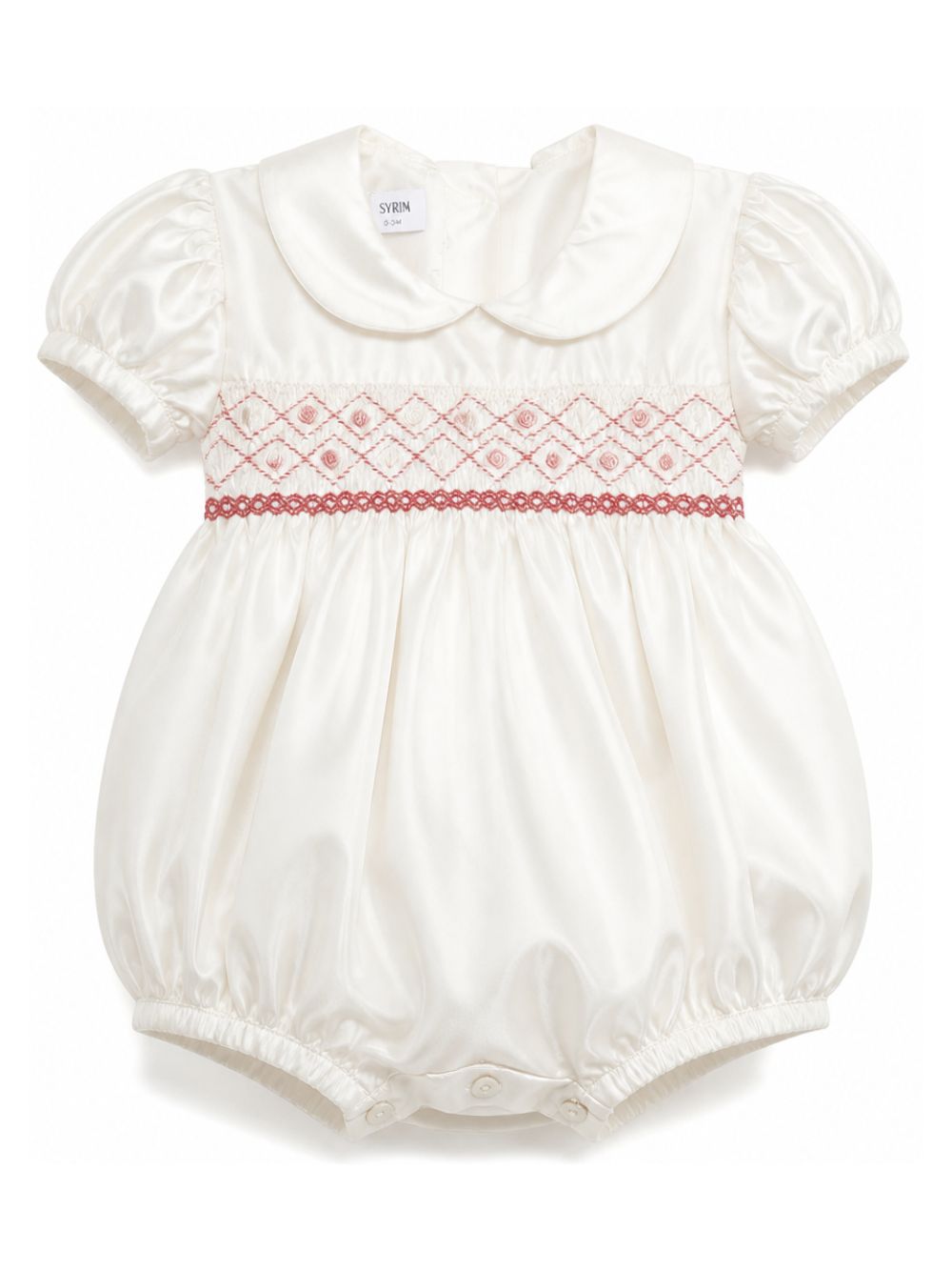 Tutina per neonata Jesurum Kids bianca con dettagli in punto smock PICCOLO CA BALBI VAR.17 JESURUM KIDS 