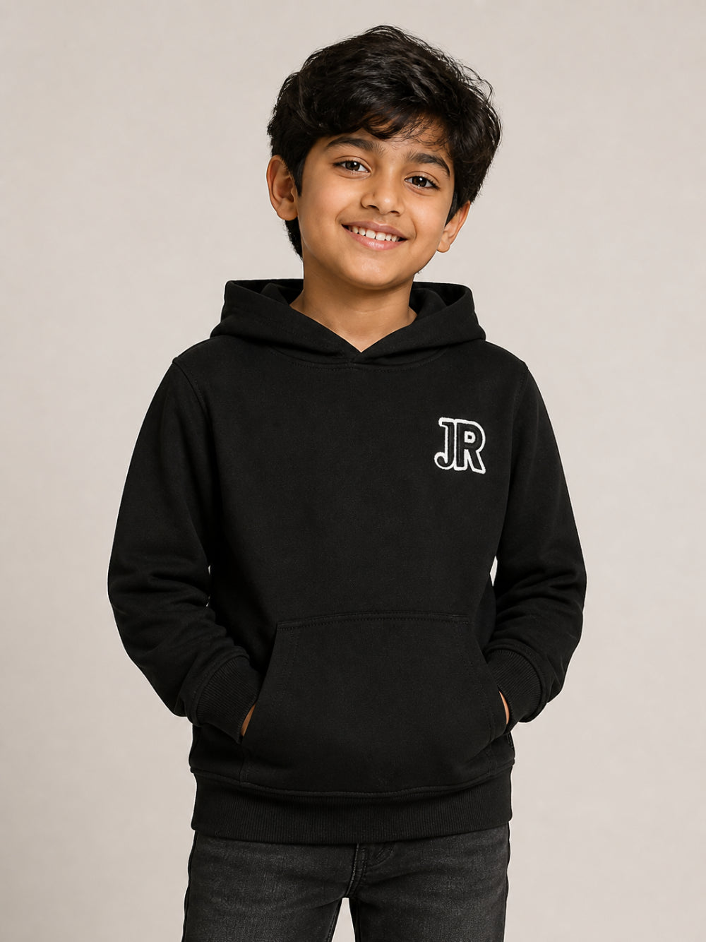 felpa per bambino John Richmond Junior nera con patch logo RBA26005FE BLACK JOHN RICHMOND KIDS 