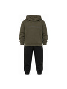 Completo felpa e pantaloni per bambino John Richmond Junior verde e nero con logo sul davanti RBA26007CF OLIVE JOHN RICHMOND KIDS 