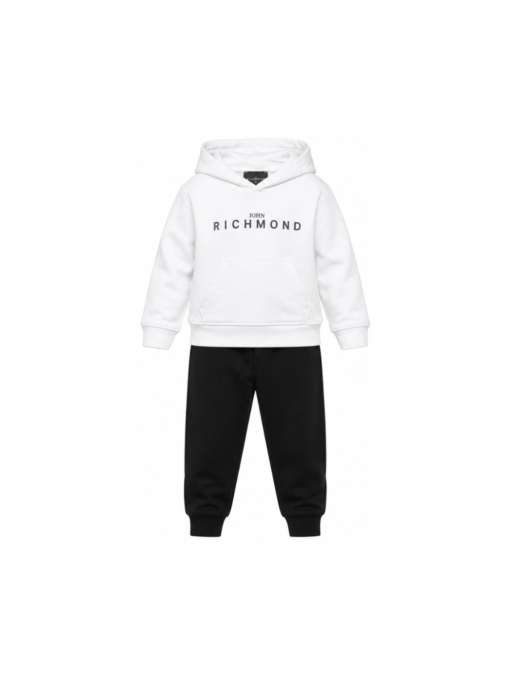 Completo felpa e pantaloni per bambino John Richmond Junior bianco e nero con logo sul davanti RBA26007CF WHITE JOHN RICHMOND KIDS 