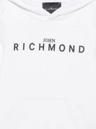 Completo felpa e pantaloni per bambino John Richmond Junior bianco e nero con logo sul davanti RBA26007CF WHITE JOHN RICHMOND KIDS 
