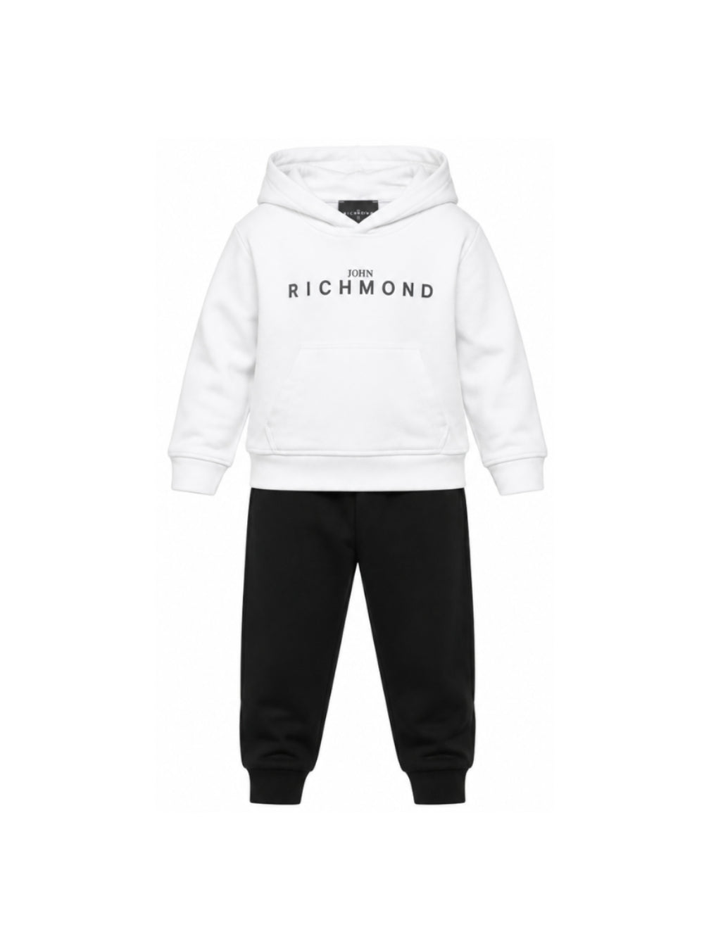 Completo felpa e pantaloni per bambino John Richmond Junior bianco e nero con logo sul davanti RBA26007CF WHITE JOHN RICHMOND KIDS 