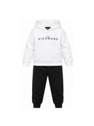 Completo felpa e pantaloni per bambino John Richmond Junior bianco e nero con logo sul davanti RBA26007CF WHITE JOHN RICHMOND KIDS 