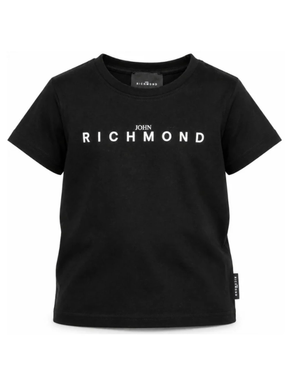 T-shirt per bambino John Richmond Kids nera con logo sul davanti RBA26009TS BLACK JOHN RICHMOND KIDS 
