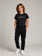 T-shirt per bambino John Richmond Kids nera con logo sul davanti RBA26009TS BLACK JOHN RICHMOND KIDS 