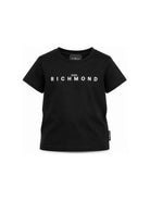 T-shirt per bambino John Richmond Kids nera con logo sul davanti RBA26009TS BLACK JOHN RICHMOND KIDS 