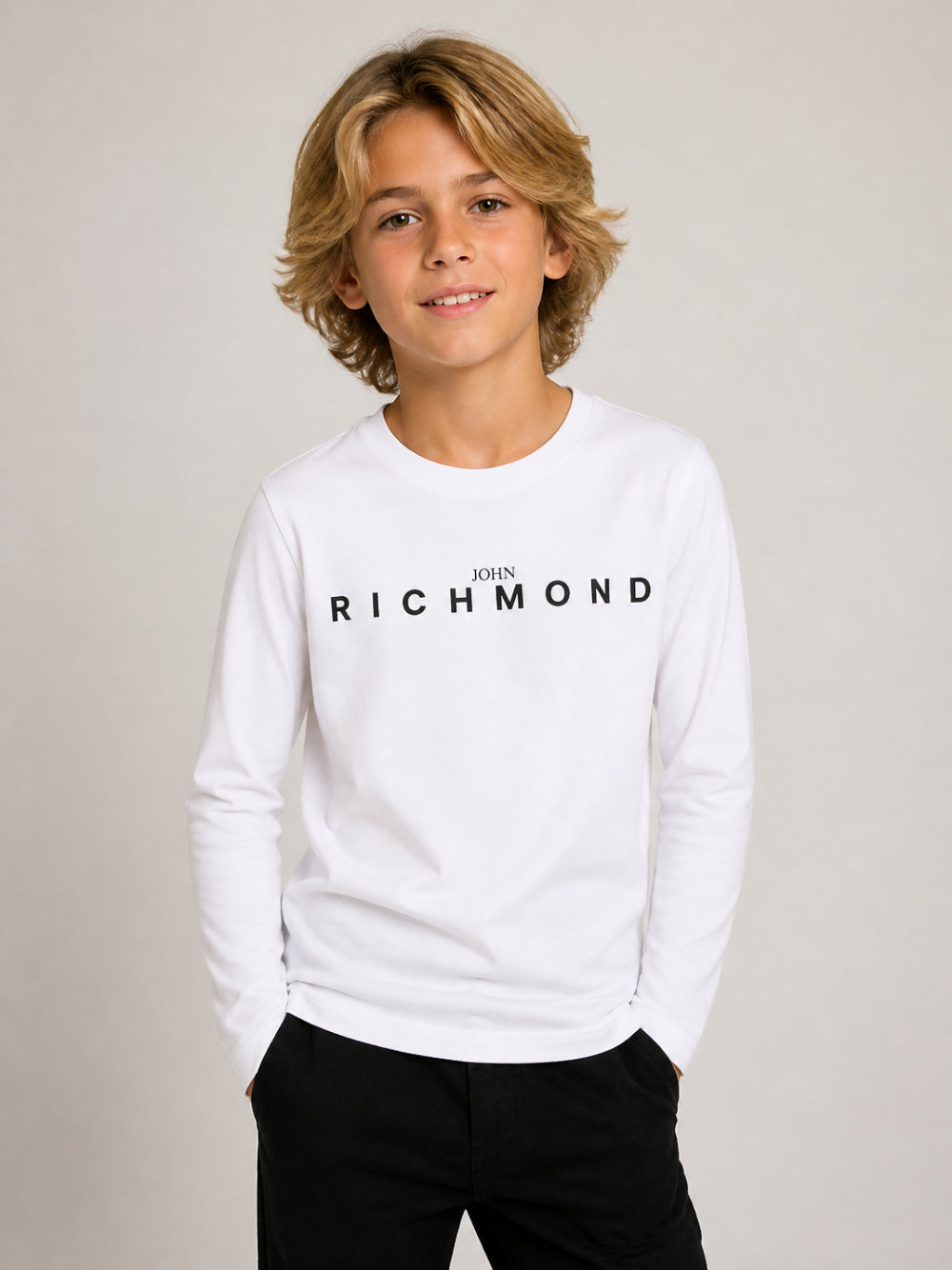 T-shirt per bambino John Richmond Kids bianca con stampa logo sul davanti RBA26016TS WHITE JOHN RICHMOND KIDS 