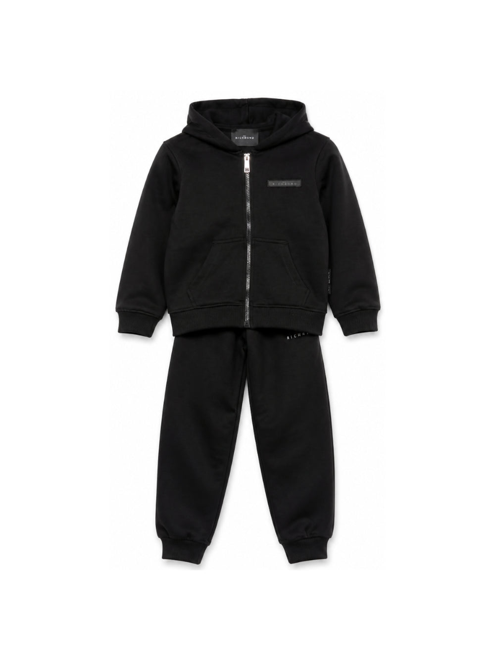 Tuta per bambino John Richmond Junior nera con cappuccio e logo RBA26018CF BLACK JOHN RICHMOND KIDS 
