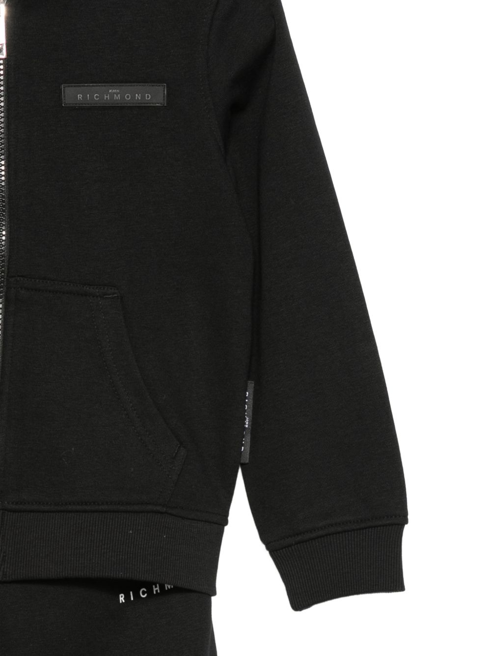 Tuta per bambino John Richmond Junior nera con cappuccio e logo RBA26018CF BLACK JOHN RICHMOND KIDS 