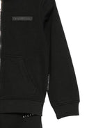 Tuta per bambino John Richmond Junior nera con cappuccio e logo RBA26018CF BLACK JOHN RICHMOND KIDS 