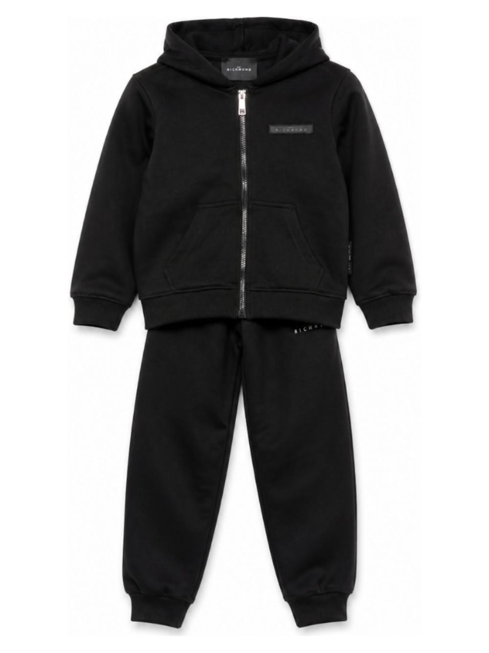 Tuta per bambino John Richmond Junior nera con cappuccio e logo RBA26018CF BLACK JOHN RICHMOND KIDS 