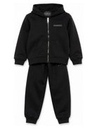 Tuta per bambino John Richmond Junior nera con cappuccio e logo RBA26018CF BLACK JOHN RICHMOND KIDS 
